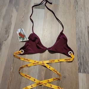 ASU college Retro Bikini Top Womens Bra Swim Bathing Triangle size Small
